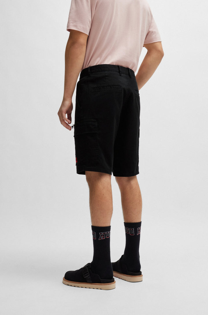 HUGO RED Regular Fit Shorts in Cotton Mix - JOHNY232D 10250035 01-50510438- Concorde Fashion#color_black-001