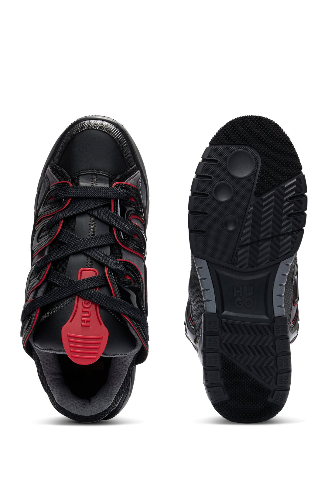 HUGO Standard Sole Sneakers in Artificial Leather - KEDGE_TENN_HUGO 10250271 01-50510285- Concorde Fashion#color_black-006