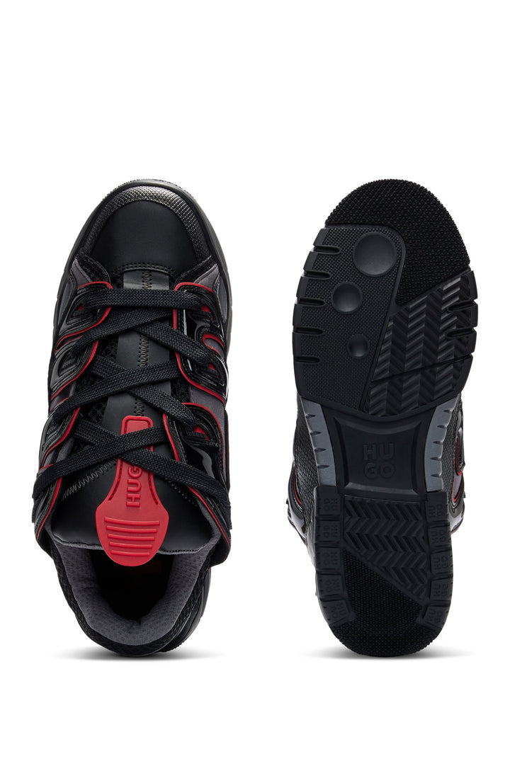 HUGO Standard Sole Sneakers in Artificial Leather - KEDGE_TENN_HUGO 10250271 01-50510285- Concorde Fashion#color_black-006