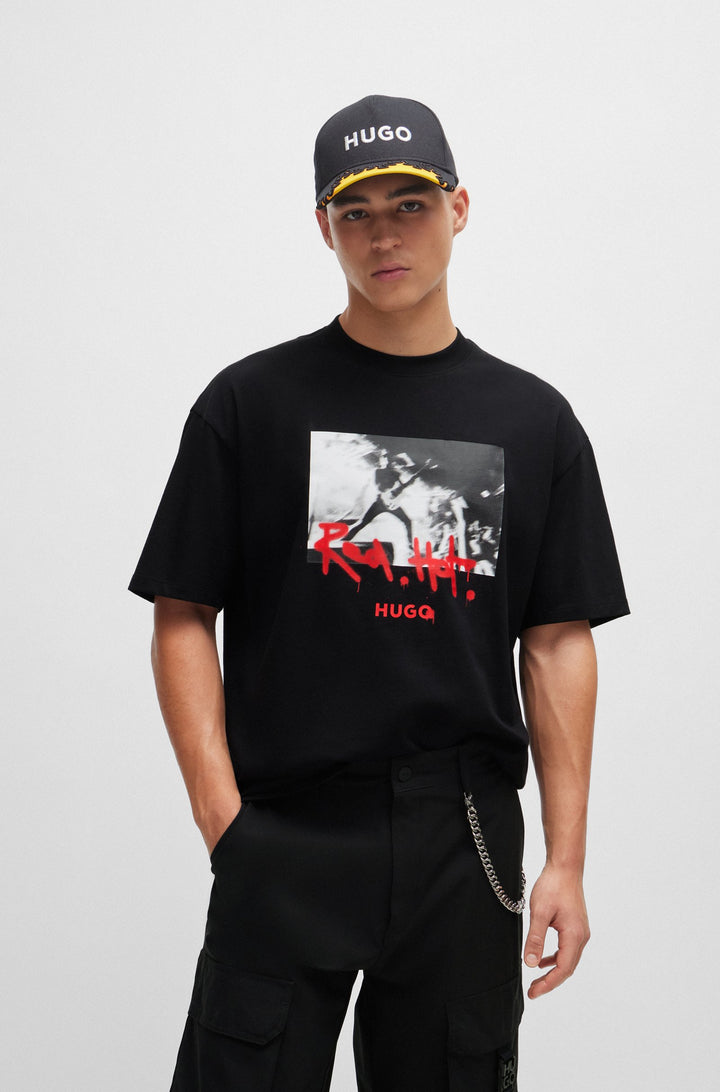 HUGO Oversized Fit T-Shirts in Cotton - DOMENADE 10250555 01-50504871- Concorde Fashion#color_black-001