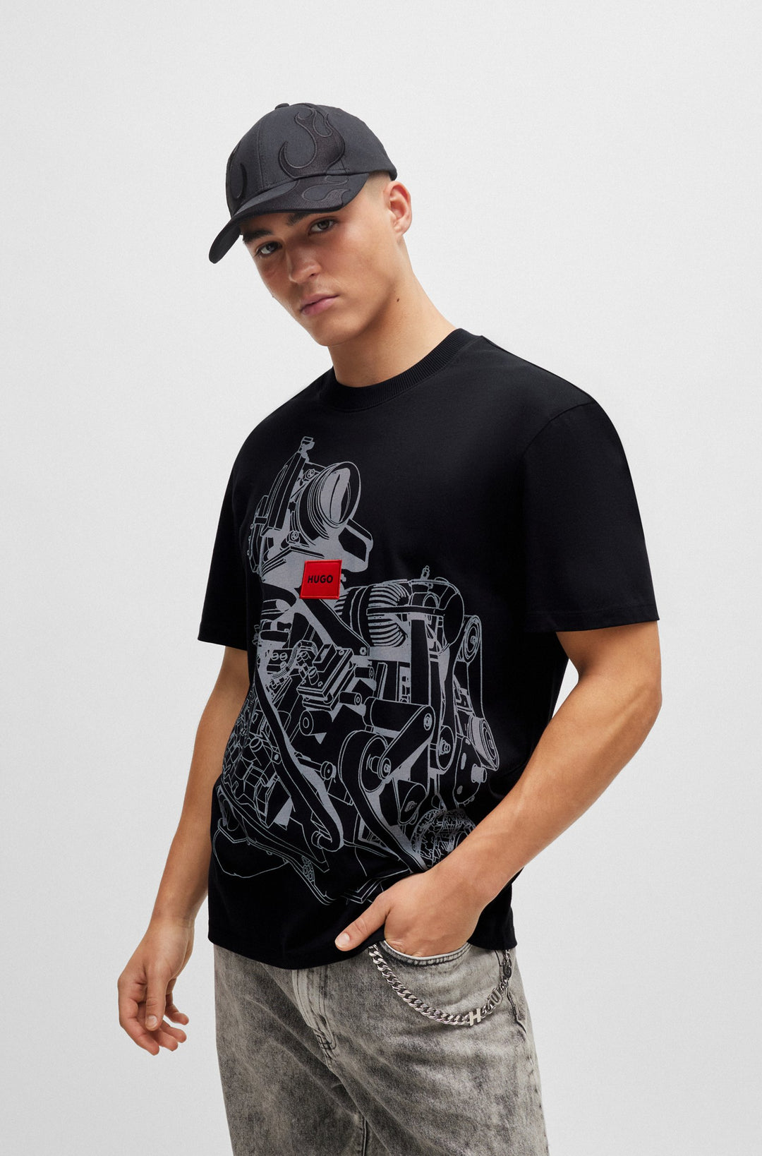 HUGO Relaxed Fit T-Shirts in Cotton - DACIFICO 10250555 01-50504881- Concorde Fashion#color_black-001