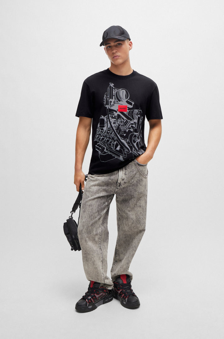 HUGO Relaxed Fit T-Shirts in Cotton - DACIFICO 10250555 01-50504881- Concorde Fashion#color_black-001