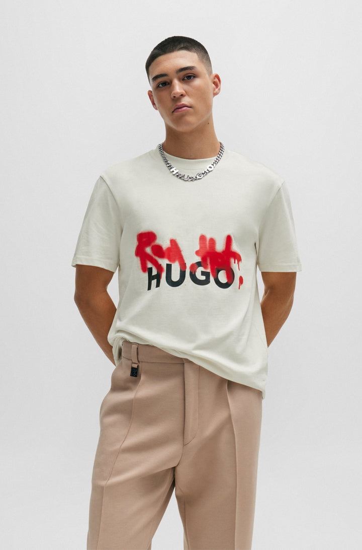HUGO Relaxed Fit T-Shirts in Cotton - DINRICKO 10250555 01-50508513- Concorde Fashion#color_white-121