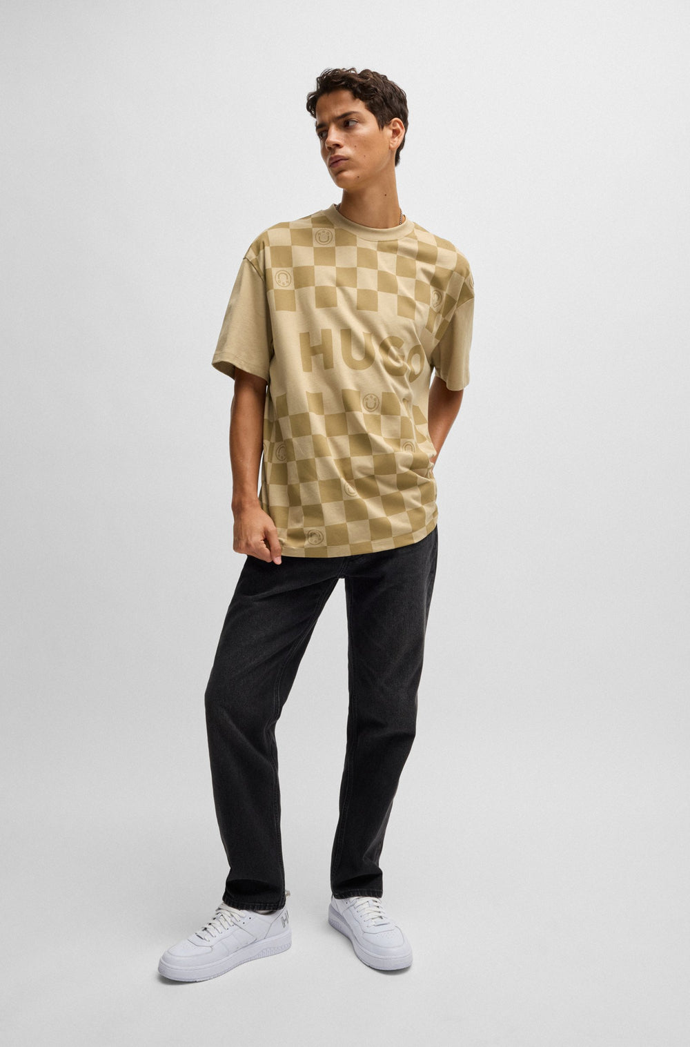 HUGO T-Shirts Loose Fit in Cotton - NARLIPARO 10250555 01-50517942- Concorde Fashion#color_beige-269