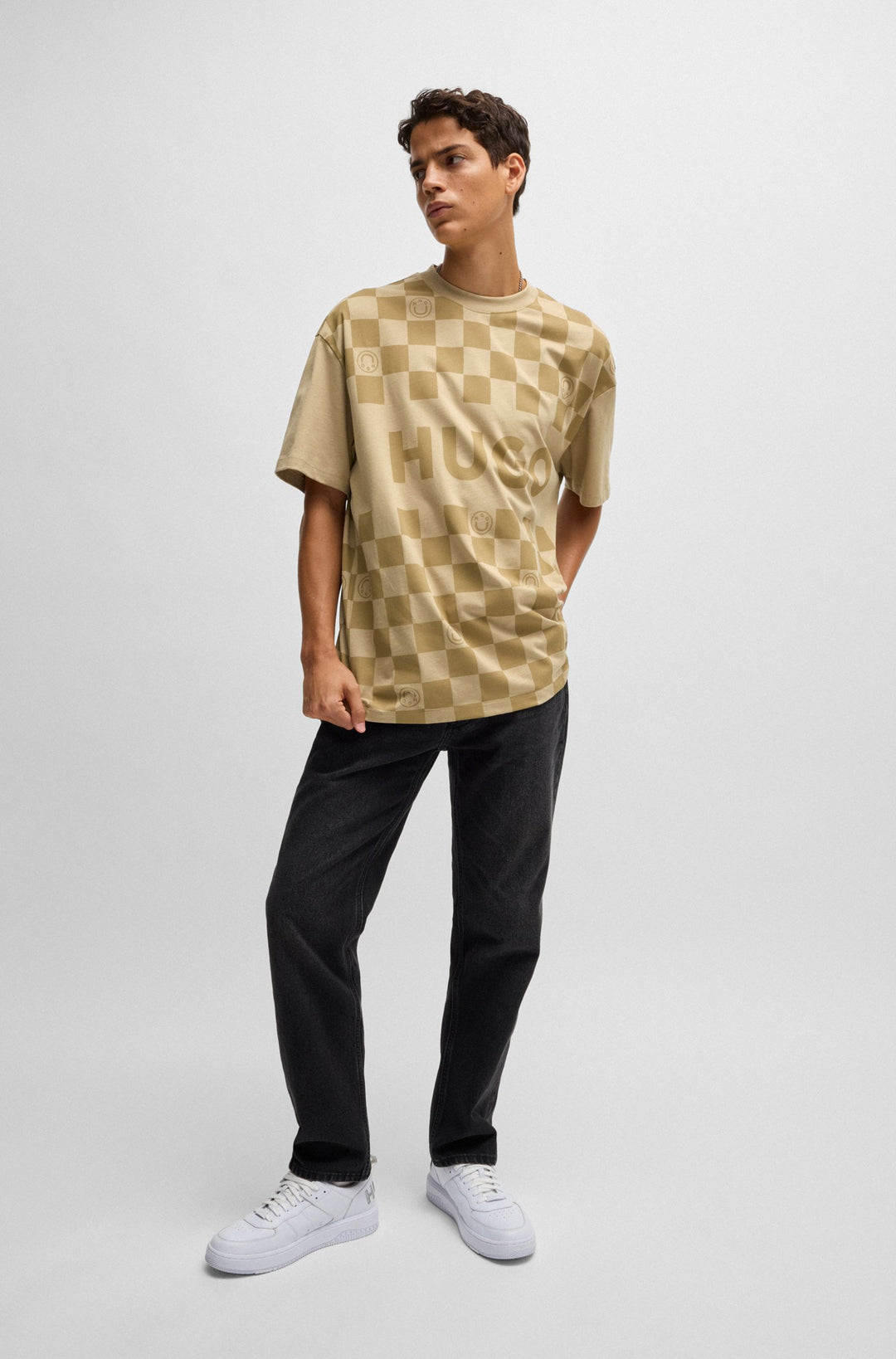 HUGO T-Shirts Loose Fit in Cotton - NARLIPARO 10250555 01-50517942- Concorde Fashion#color_beige-269