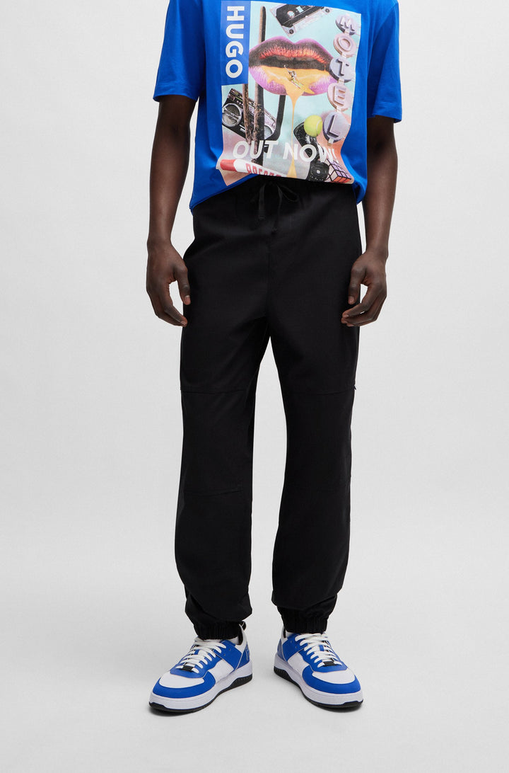 HUGO BLUE Tapered Fit Trousers in Cotton - GIBOR242 10250557 01-50517922- Concorde Fashion#color_black-001