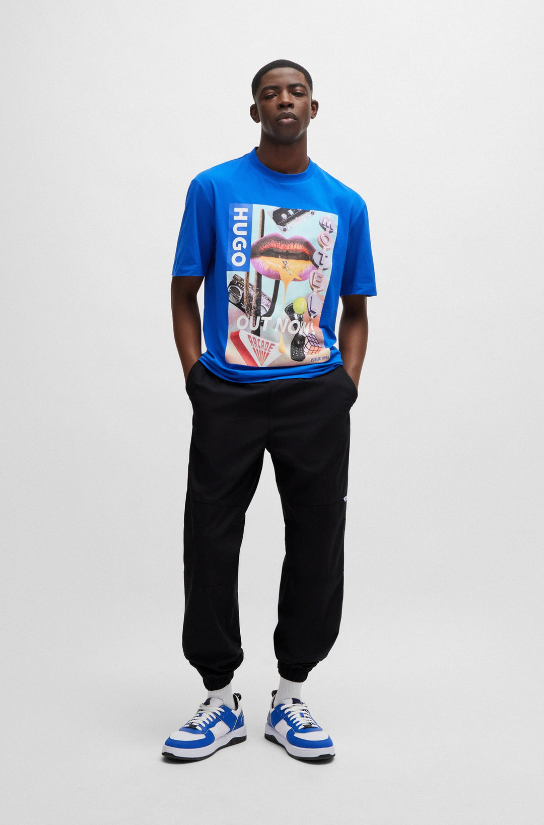 HUGO BLUE Tapered Fit Trousers in Cotton - GIBOR242 10250557 01-50517922- Concorde Fashion#color_black-001