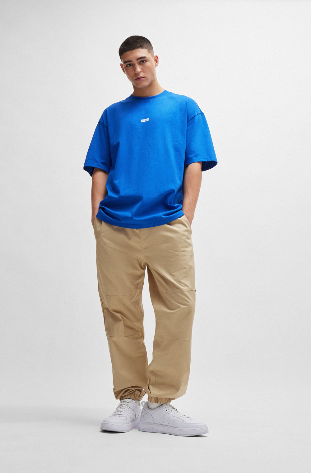 HUGO BLUE Tapered Fit Trousers in Cotton - GIBOR242 10250557 01-50517922- Concorde Fashion#color_beige-269