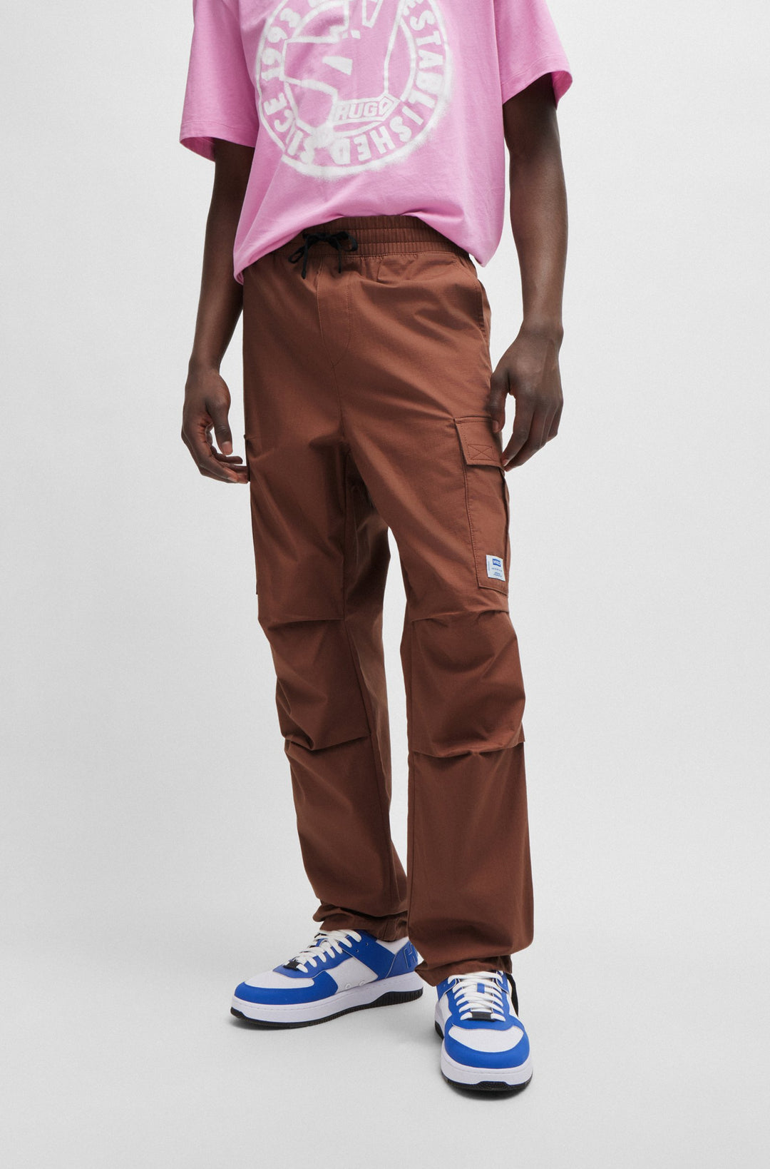 HUGO Trousers Relaxed Fit in Cotton - GADIC242 10250557 01-50517923- Concorde Fashion#color_brown-215