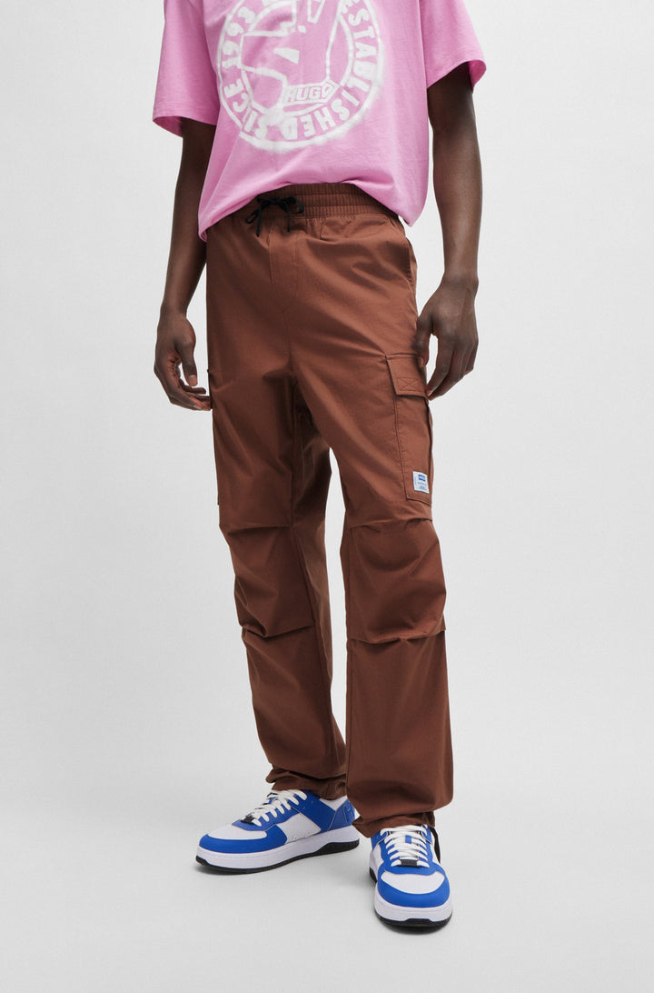 HUGO Trousers Relaxed Fit in Cotton - GADIC242 10250557 01-50517923- Concorde Fashion#color_brown-215