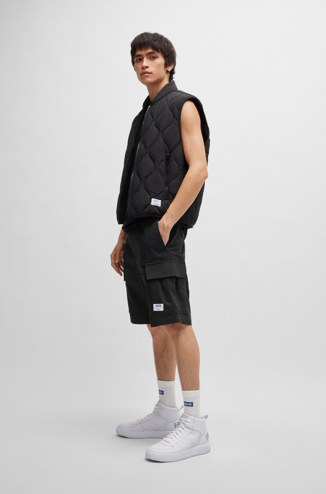 HUGO BLUE Relaxed Fit Shorts in Cotton - GIULIO242 10250557 01-50517924- Concorde Fashion#color_black-001