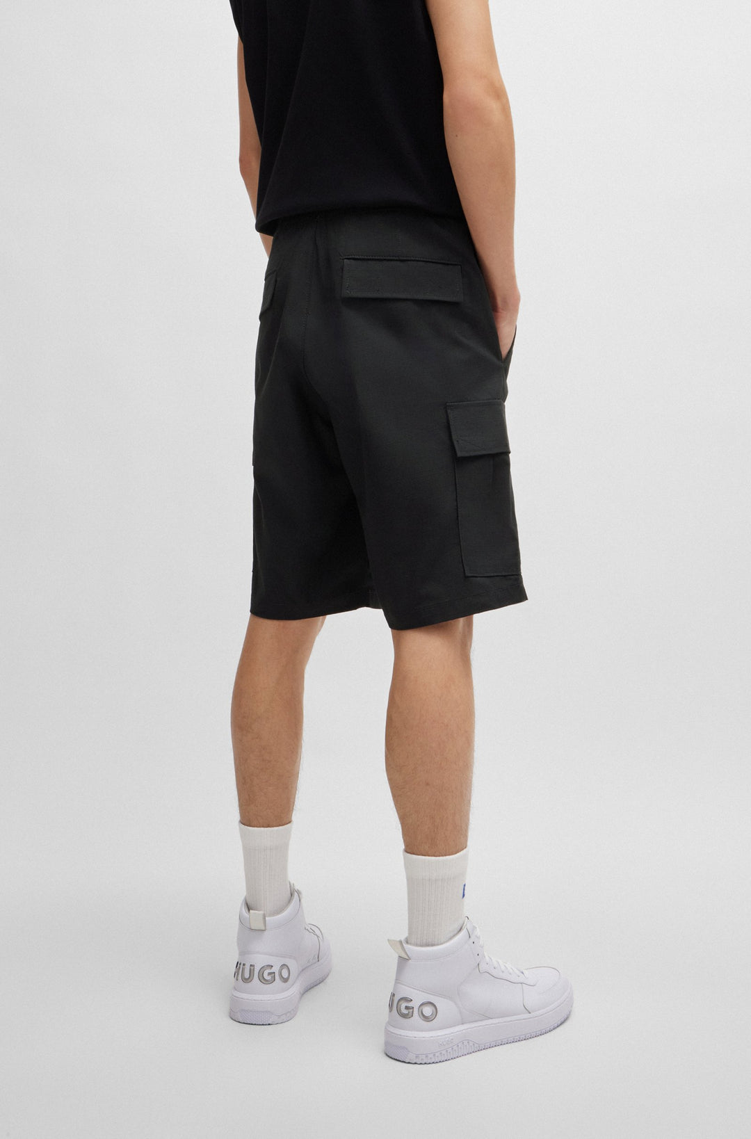 HUGO BLUE Relaxed Fit Shorts in Cotton - GIULIO242 10250557 01-50517924- Concorde Fashion#color_black-001