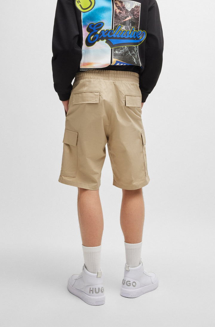 HUGO BLUE Relaxed Fit Shorts in Cotton - GIULIO242 10250557 01-50517924- Concorde Fashion#color_beige-269