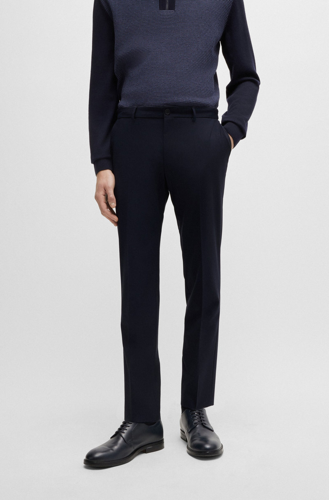 BOSS Trousers Modern Fit in Wool Mix - P-GENIUS-CW-WG-243 10251187 01-50521573- Concorde Fashion#color_navy-402