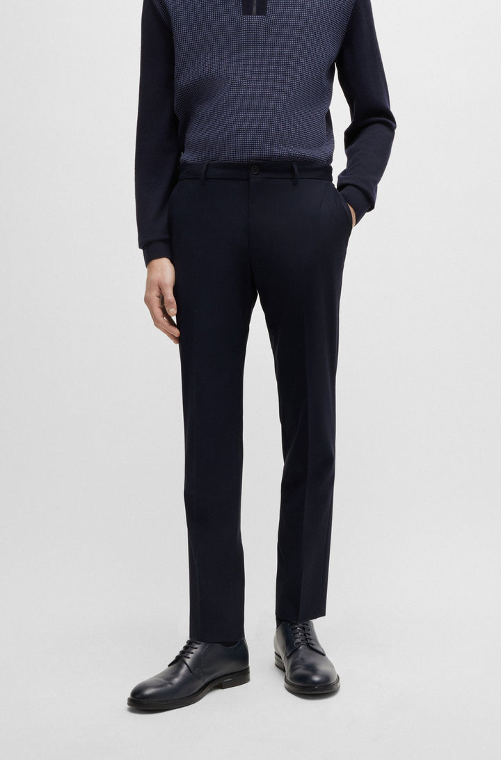 BOSS Trousers Modern Fit in Wool Mix - P-GENIUS-CW-WG-243 10251187 01-50521573- Concorde Fashion#color_navy-402