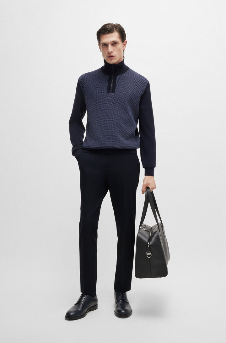BOSS Trousers Modern Fit in Wool Mix - P-GENIUS-CW-WG-243 10251187 01-50521573- Concorde Fashion#color_navy-402