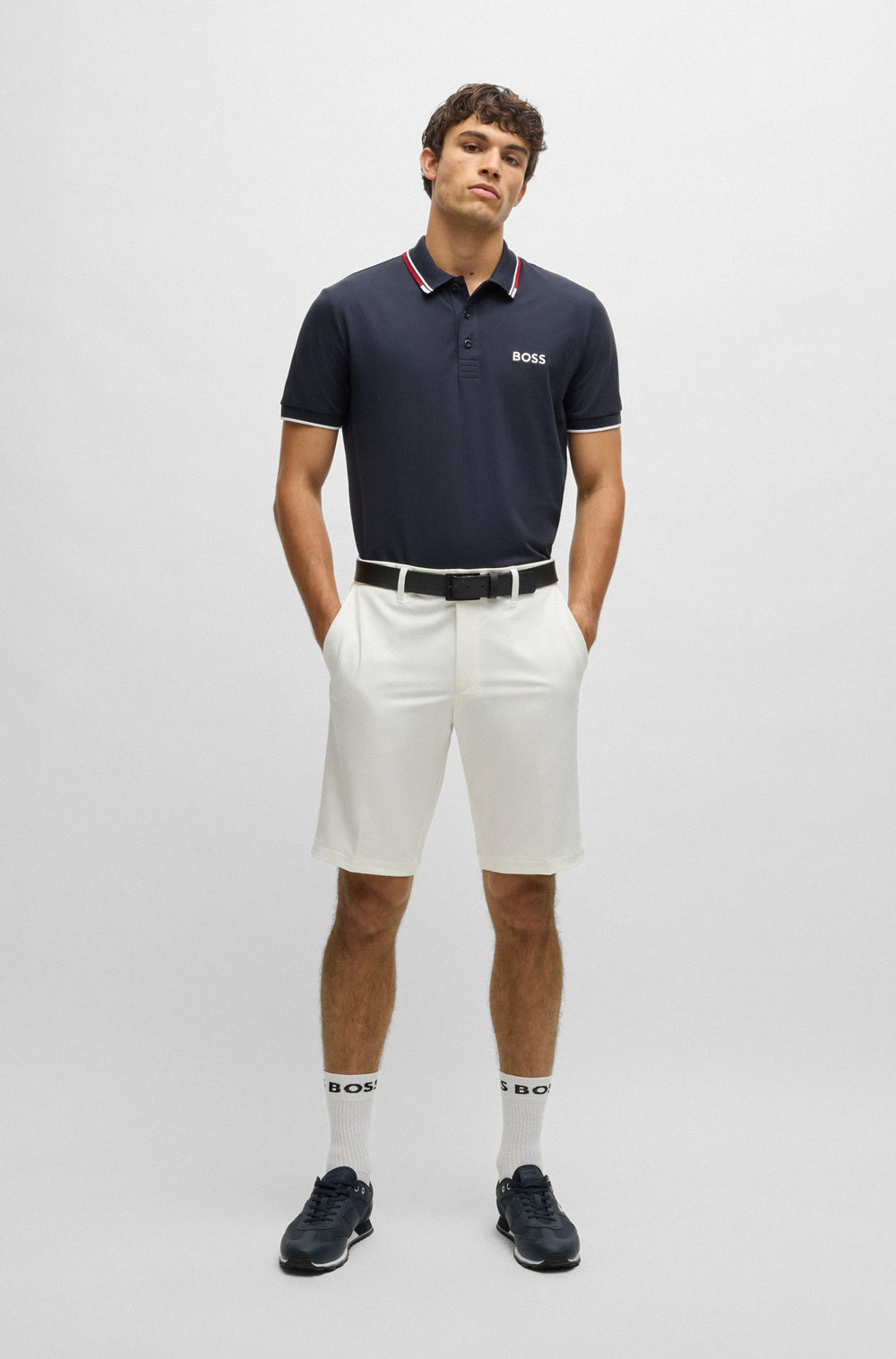 BOSS Shorts Slim Fit in Polyester Mix - S_COMMUTER 10251562 01-50504392- Concorde Fashion#color_white-100