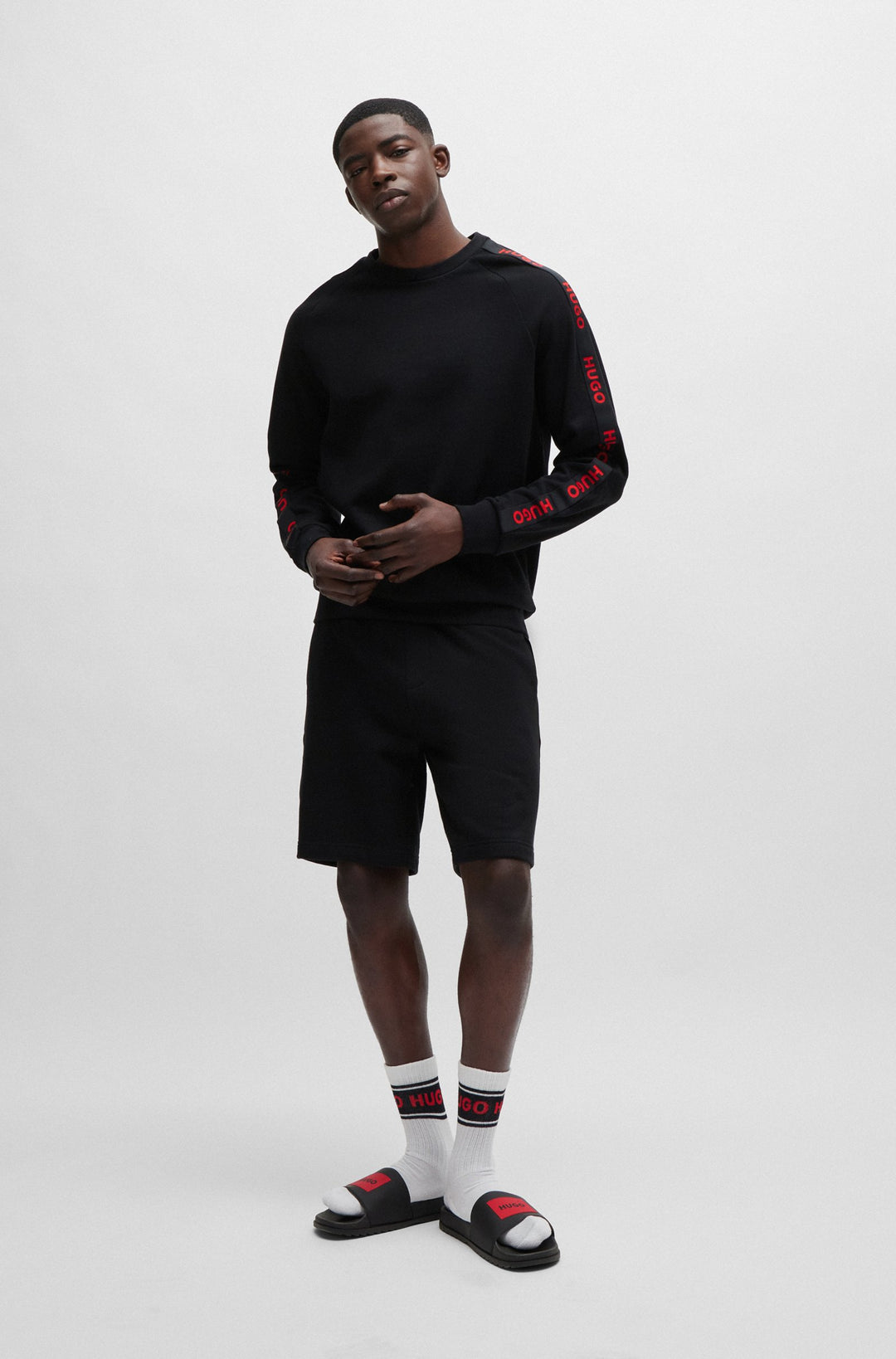 HUGO RED  Shorts in Cotton - SPORTY LOGO SHORTS 10251705 01-50496996- Concorde Fashion#color_black-001