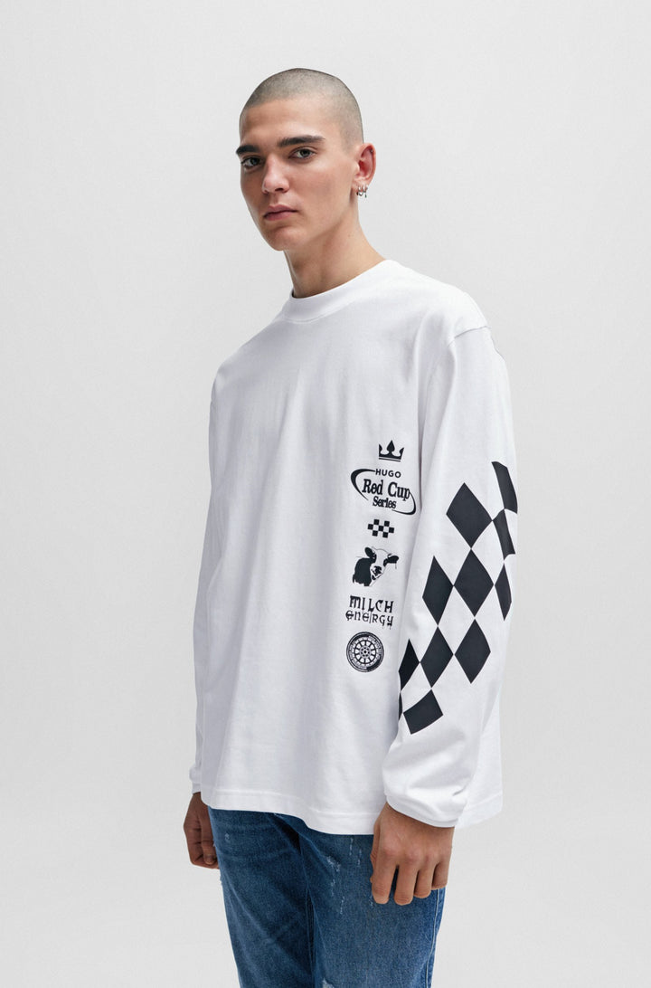 HUGO Relaxed Fit T-Shirts in Cotton - DASINO 10251762 01-50511045- Concorde Fashion#color_white-100