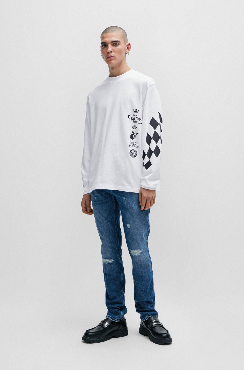 HUGO Relaxed Fit T-Shirts in Cotton - DASINO 10251762 01-50511045- Concorde Fashion#color_white-100