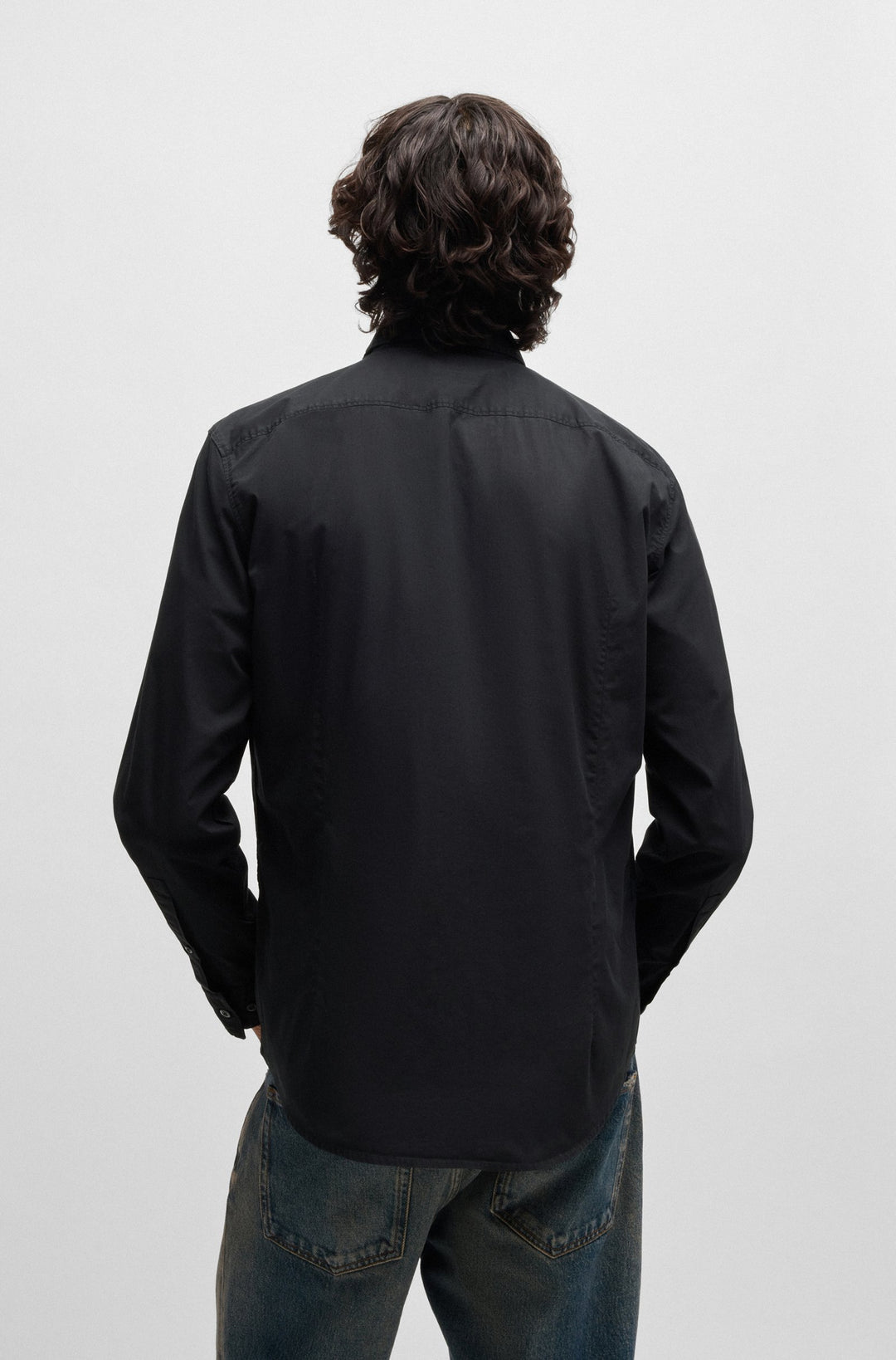 HUGO Casual Shirts Slim Fit in Cotton Mix - ERMO 10252145 01-50500216- Concorde Fashion#color_black-001