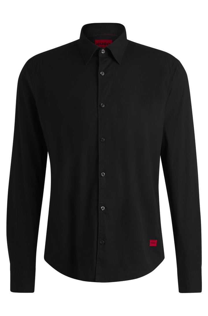 HUGO Casual Shirts Slim Fit in Cotton Mix - ERMO 10252145 01-50500216- Concorde Fashion#color_black-001