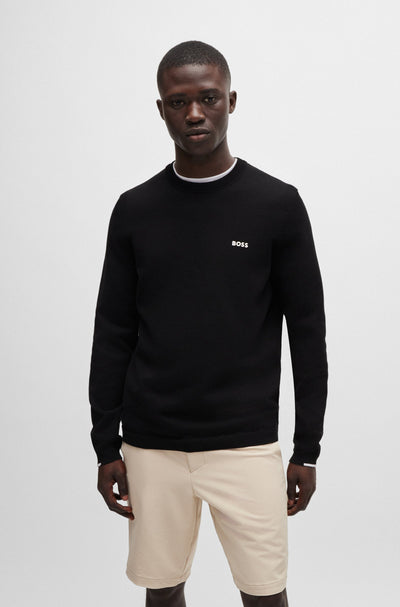 BOSS Sweaters Regular Fit in Cotton Mix - EVER-X_CN 10252215 01-50498539- Concorde Fashion#color_black-001