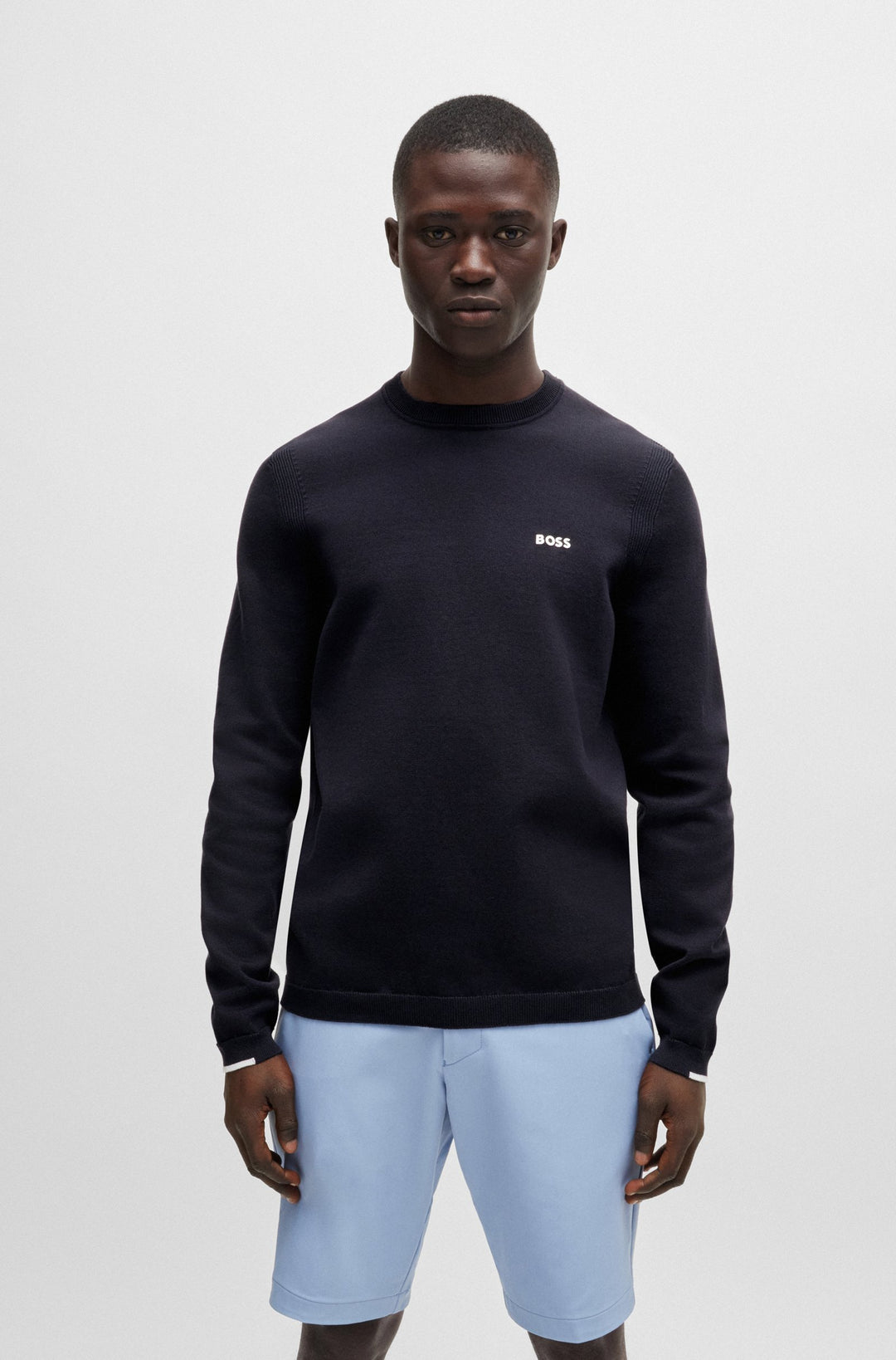 BOSS Sweaters Regular Fit in Cotton Mix - EVER-X_CN 10252215 01-50498539- Concorde Fashion#color_navy-402