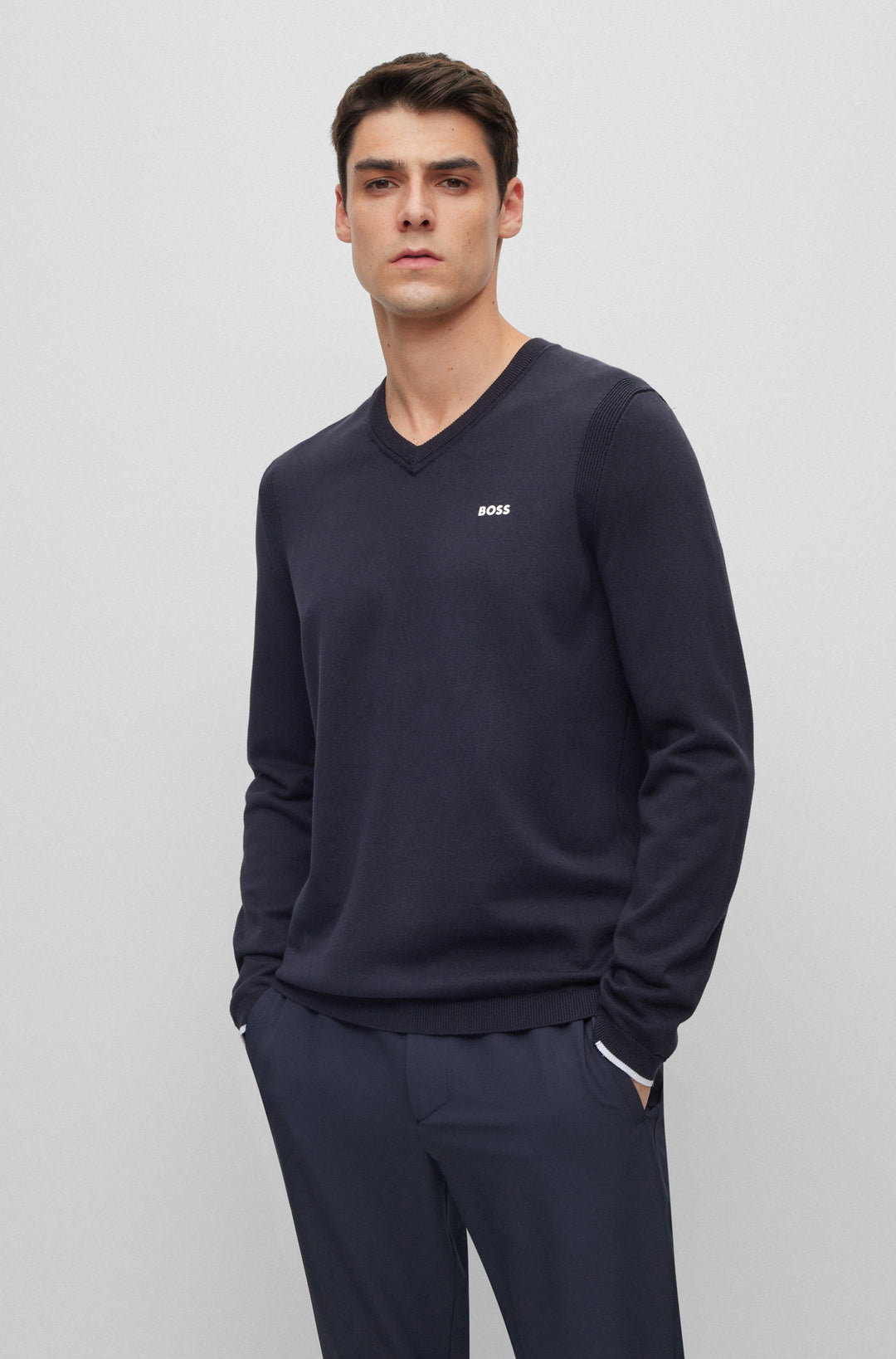 BOSS Sweaters Regular Fit in Cotton Mix - EVER-X_VN 10252216 01-50498538- Concorde Fashion#color_navy-402