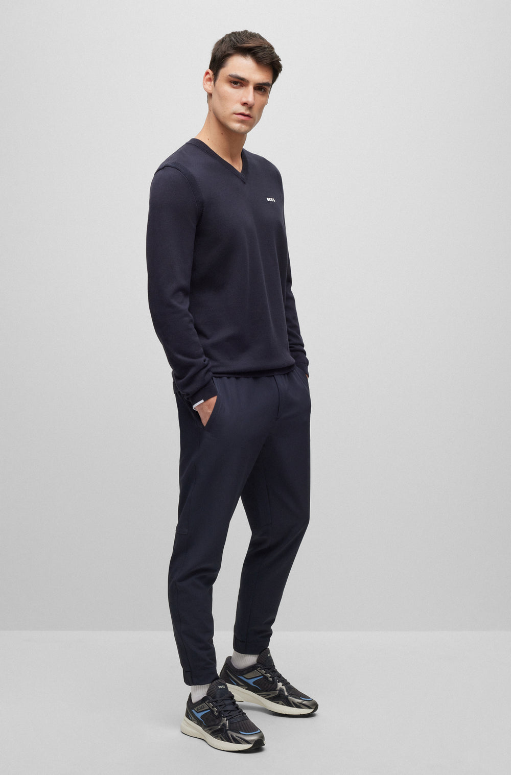 BOSS Sweaters Regular Fit in Cotton Mix - EVER-X_VN 10252216 01-50498538- Concorde Fashion#color_navy-402