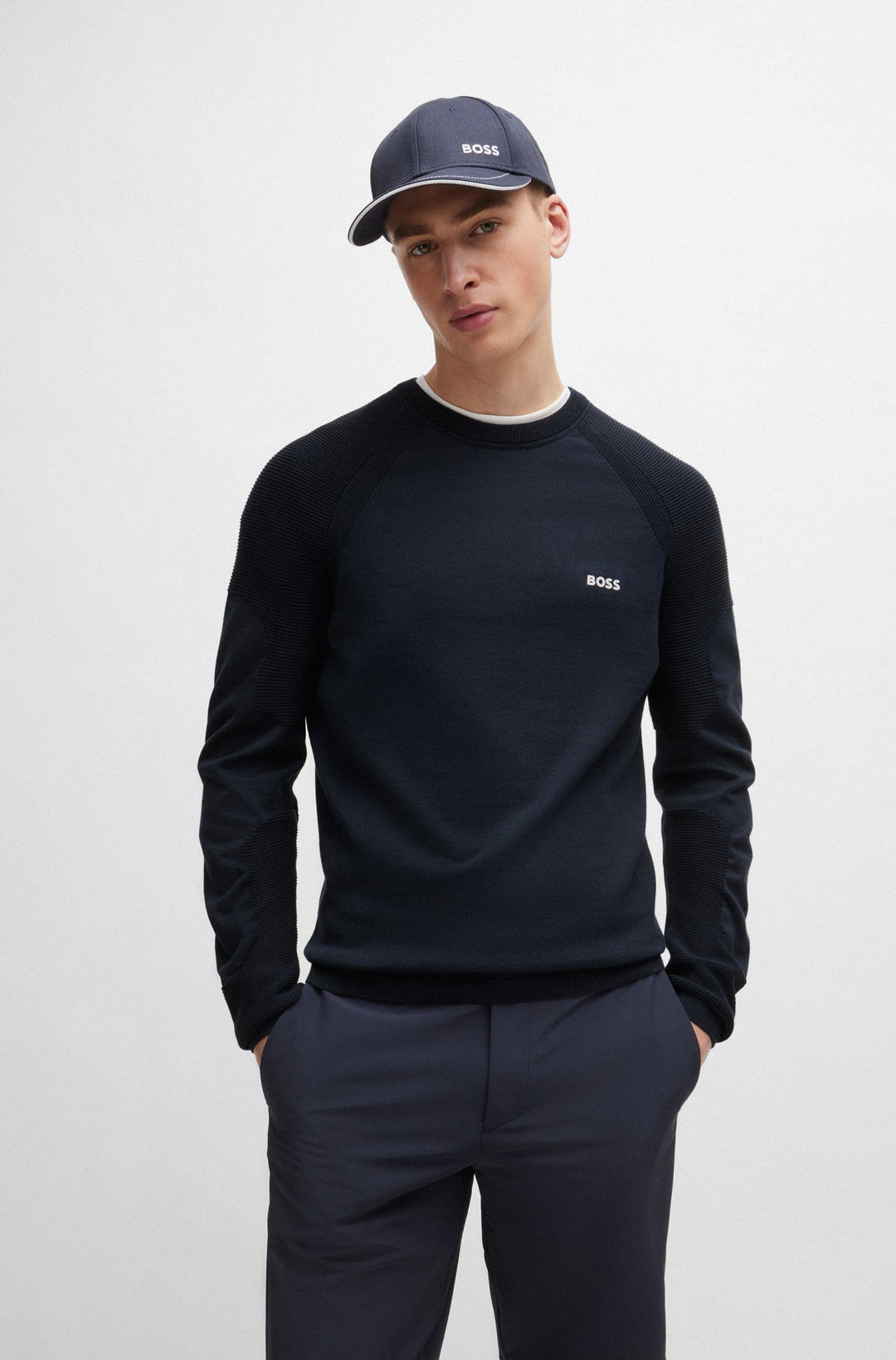 BOSS Sweaters Regular Fit in Cotton Mix - PERFORM-X_CN 10252223 01-50498519- Concorde Fashion#color_navy-402