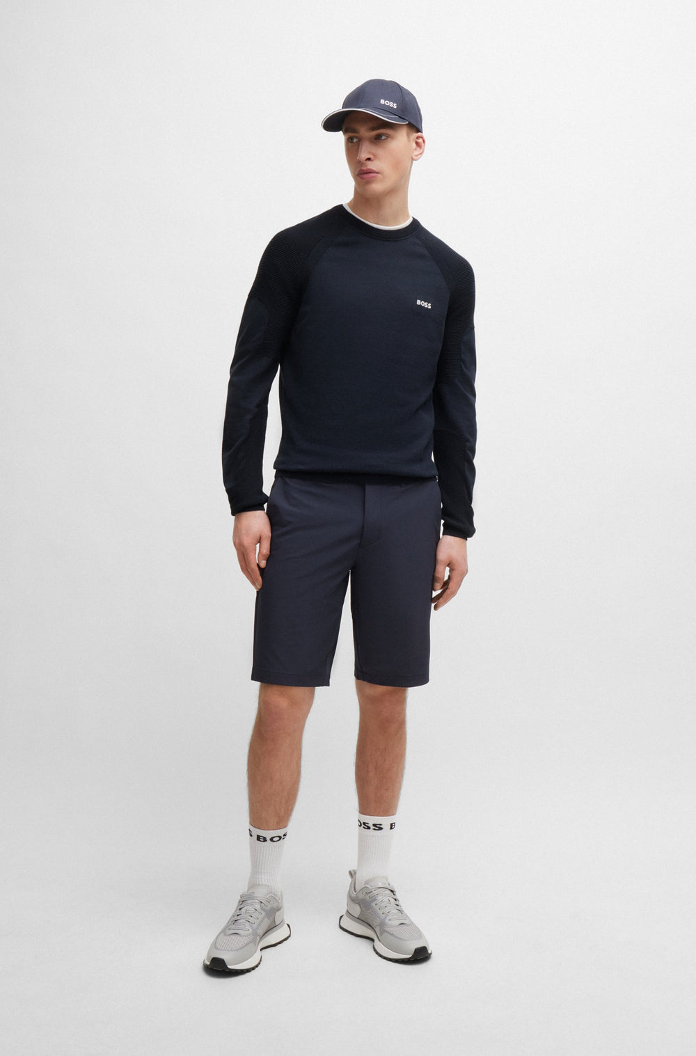 BOSS Sweaters Regular Fit in Cotton Mix - PERFORM-X_CN 10252223 01-50498519- Concorde Fashion#color_navy-402