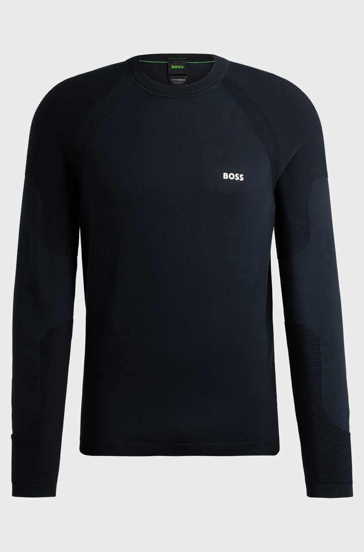 BOSS Sweaters Regular Fit in Cotton Mix - PERFORM-X_CN 10252223 01-50498519- Concorde Fashion#color_navy-402