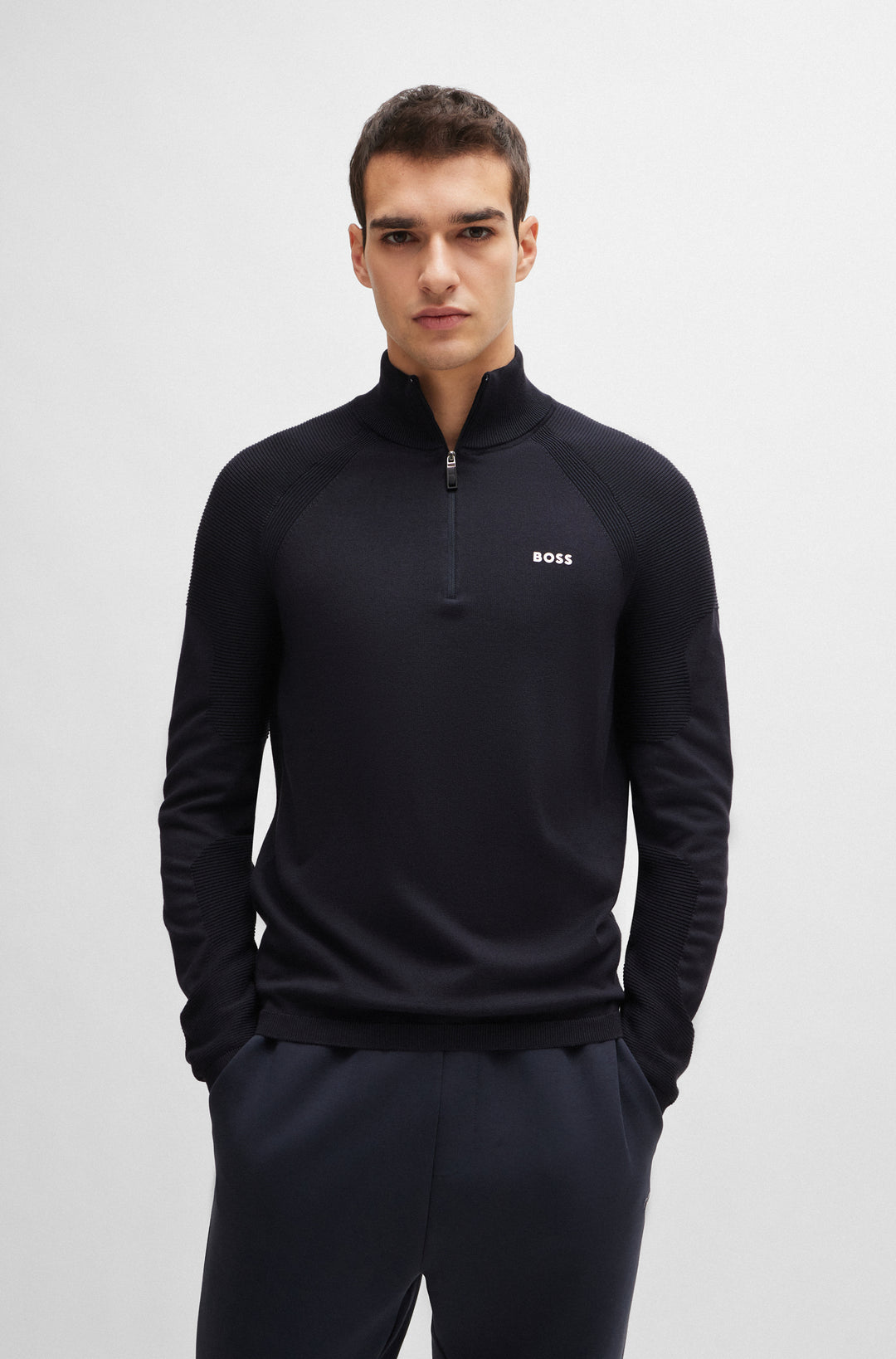 BOSS Sweaters Regular Fit in Cotton Mix - PERFORM-X_QZ 10252224 01-50498525- Concorde Fashion#color_navy-402