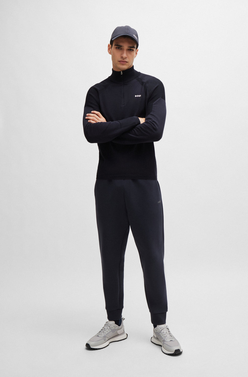 BOSS Sweaters Regular Fit in Cotton Mix - PERFORM-X_QZ 10252224 01-50498525- Concorde Fashion#color_navy-402