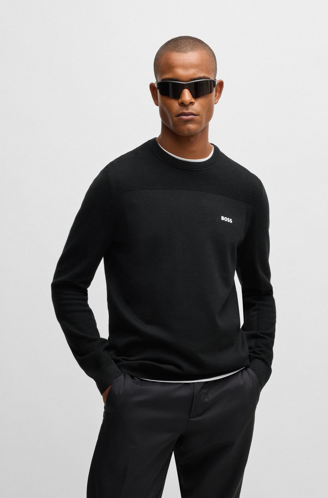 BOSS Sweaters Regular Fit in Polyester Mix - MOMENTUM-X_CN 10252232 01-50498559- Concorde Fashion#color_black-001