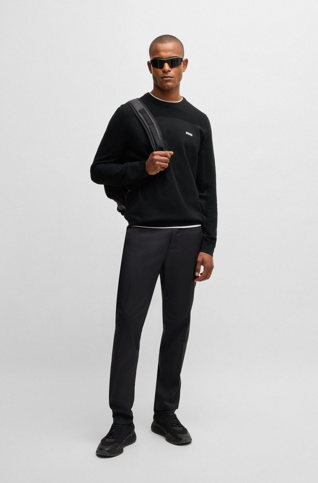 BOSS Sweaters Regular Fit in Polyester Mix - MOMENTUM-X_CN 10252232 01-50498559- Concorde Fashion#color_black-001