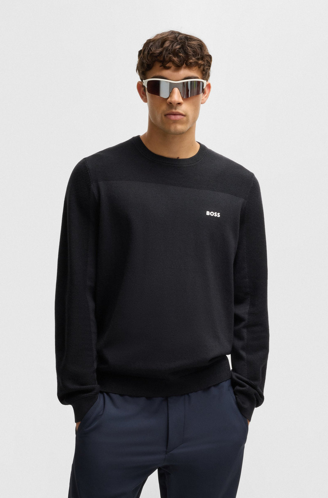 BOSS Sweaters Regular Fit in Polyester Mix - MOMENTUM-X_CN 10252232 01-50498559- Concorde Fashion#color_navy-402