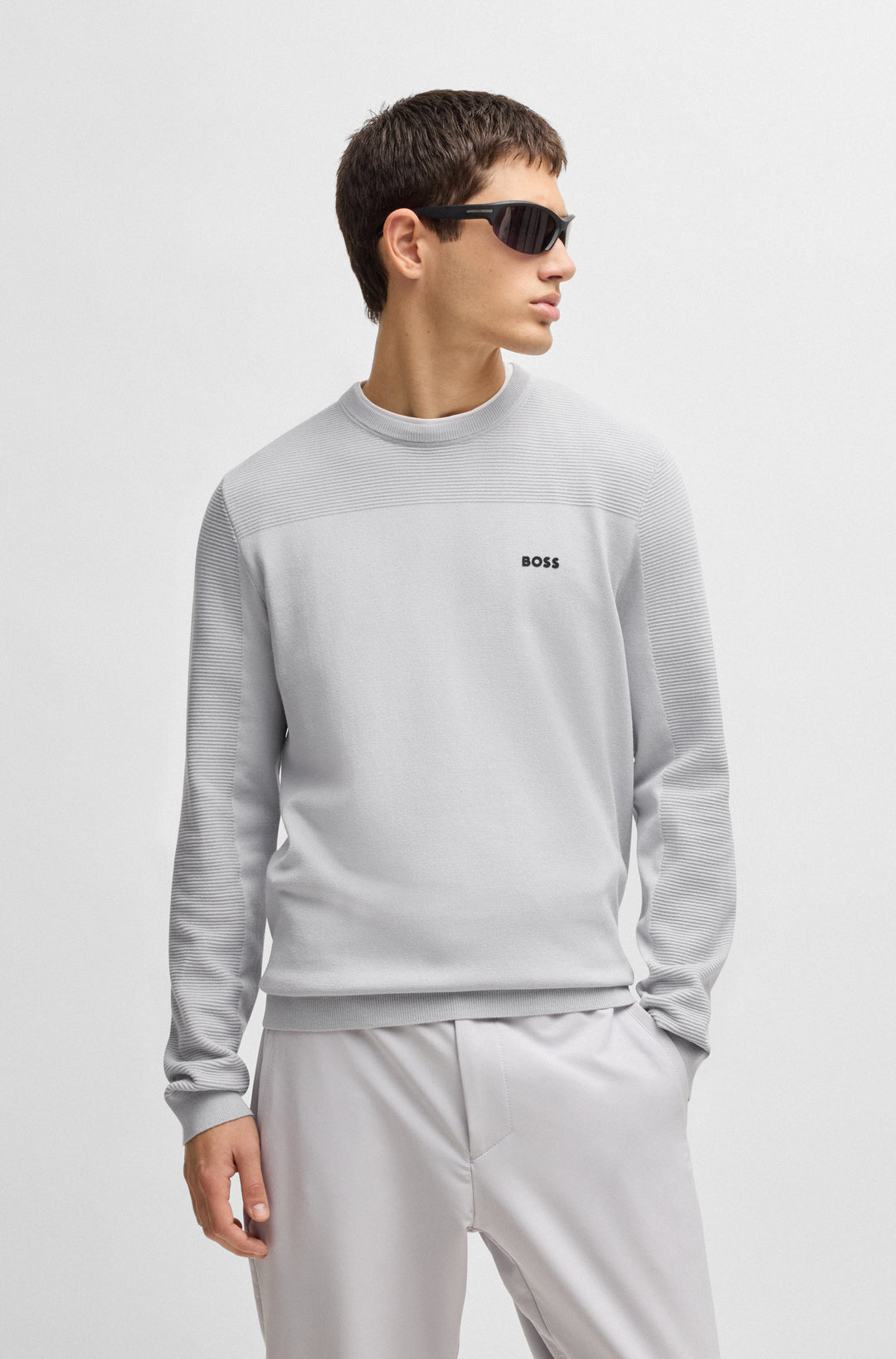 BOSS Sweaters Regular Fit in Polyester Mix - MOMENTUM-X_CN 10252232 01-50498559- Concorde Fashion#color_grey-054
