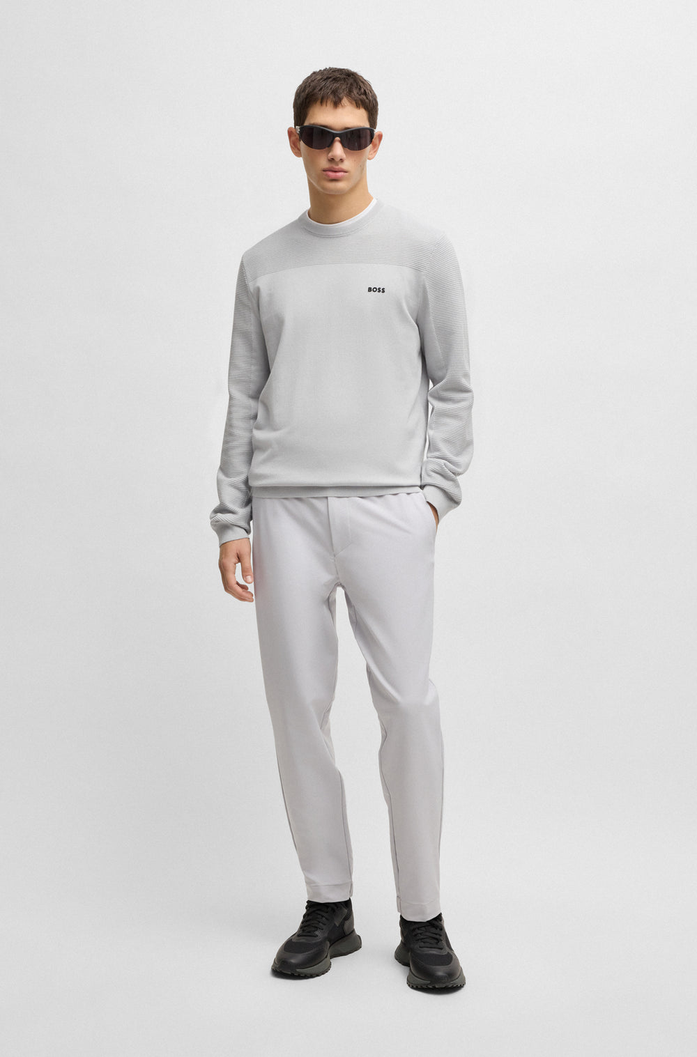 BOSS Sweaters Regular Fit in Polyester Mix - MOMENTUM-X_CN 10252232 01-50498559- Concorde Fashion#color_grey-054