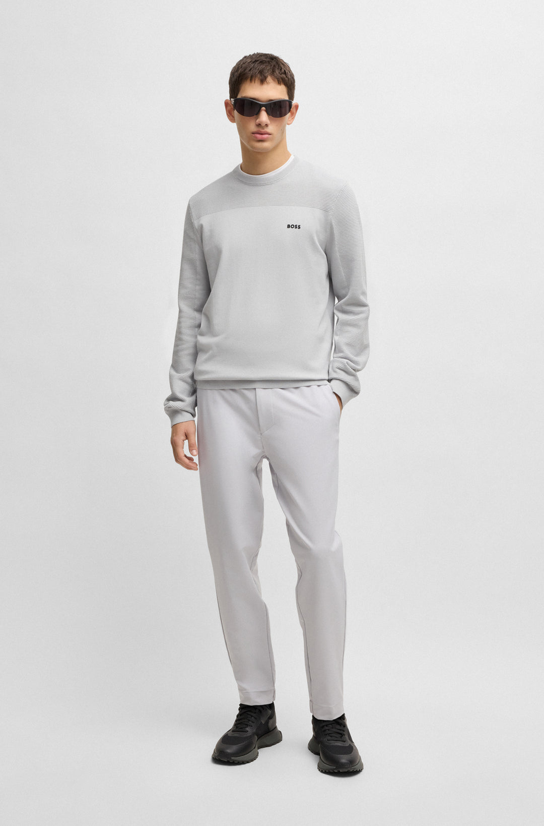 BOSS Sweaters Regular Fit in Polyester Mix - MOMENTUM-X_CN 10252232 01-50498559- Concorde Fashion#color_grey-054