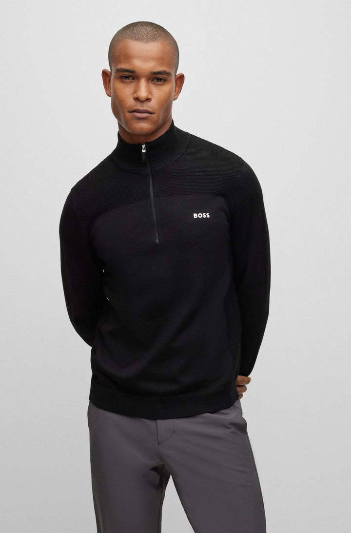 BOSS Regular Fit Sweaters in Wool Mix - MOMENTUM-X_QZ 10252233 01-50498560- Concorde Fashion#color_black-001