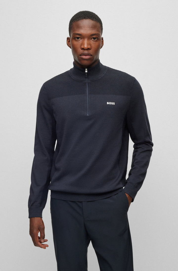 BOSS Regular Fit Sweaters in Wool Mix - MOMENTUM-X_QZ 10252233 01-50498560- Concorde Fashion#color_navy-402