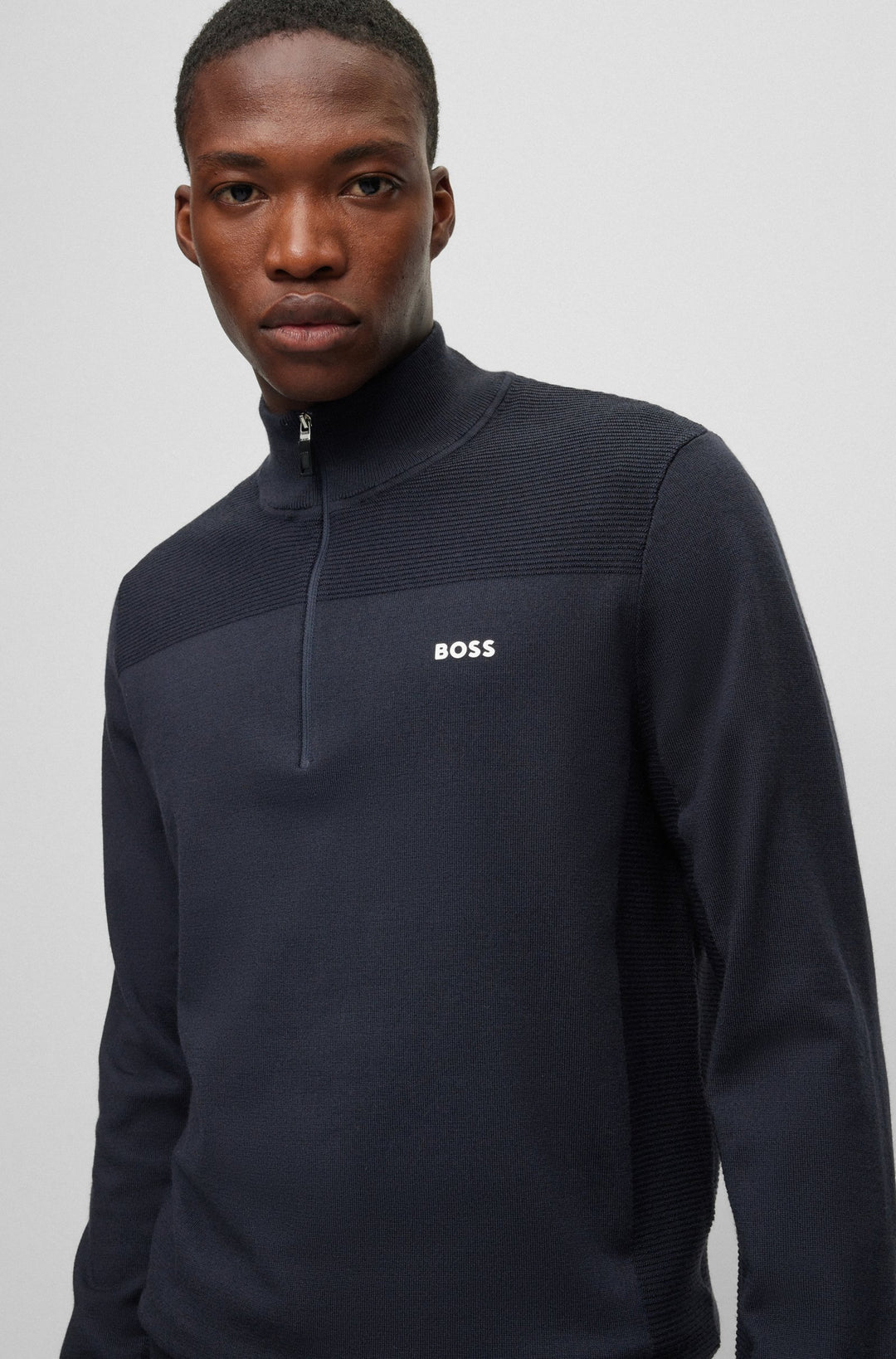 BOSS Regular Fit Sweaters in Wool Mix - MOMENTUM-X_QZ 10252233 01-50498560- Concorde Fashion#color_navy-402
