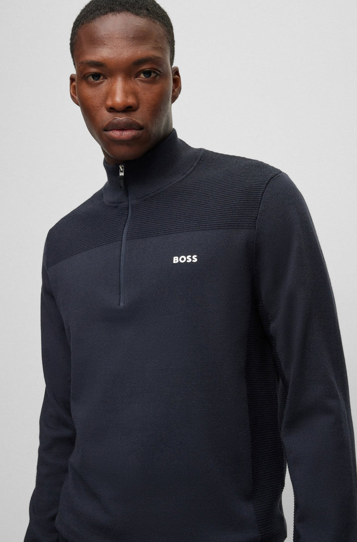 BOSS Regular Fit Sweaters in Wool Mix - MOMENTUM-X_QZ 10252233 01-50498560- Concorde Fashion#color_navy-402