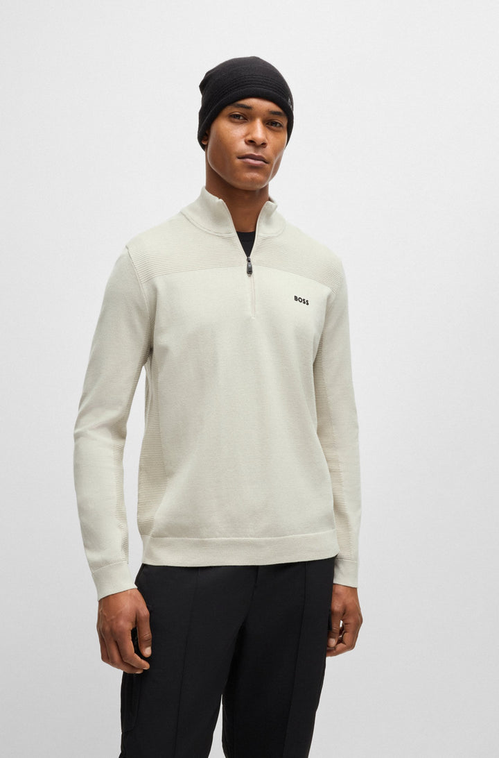 BOSS Sweaters Regular Fit in Polyester Mix - MOMENTUM-X_QZ 10252233 01-50498560- Concorde Fashion#color_beige-271