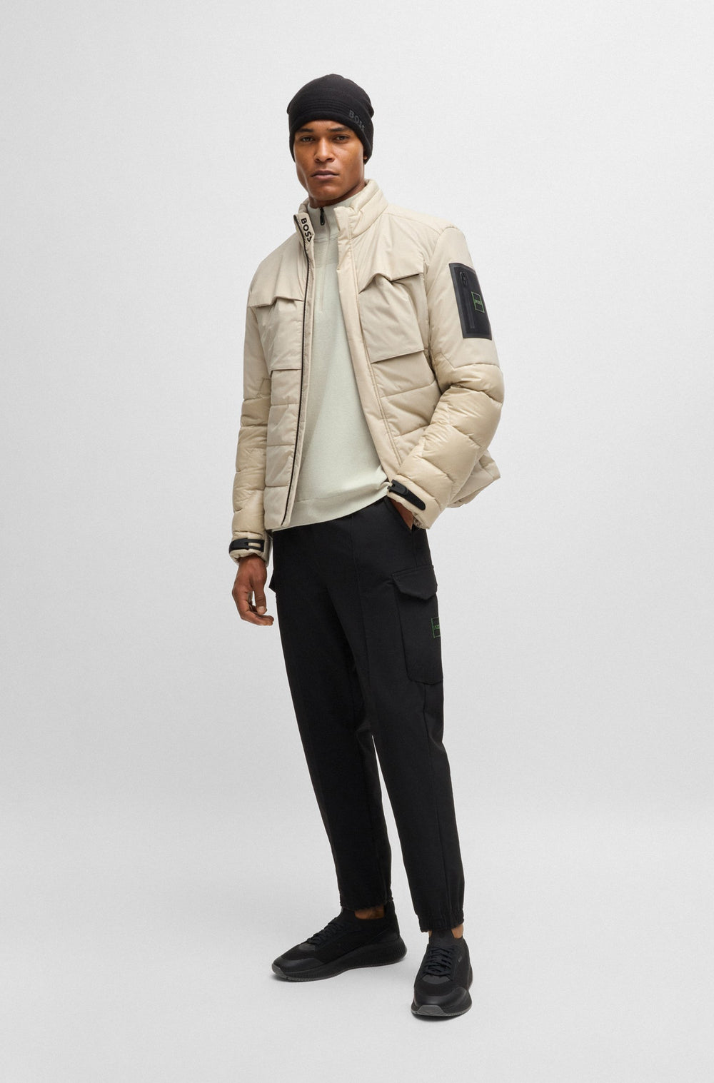 BOSS Sweaters Regular Fit in Polyester Mix - MOMENTUM-X_QZ 10252233 01-50498560- Concorde Fashion#color_beige-271