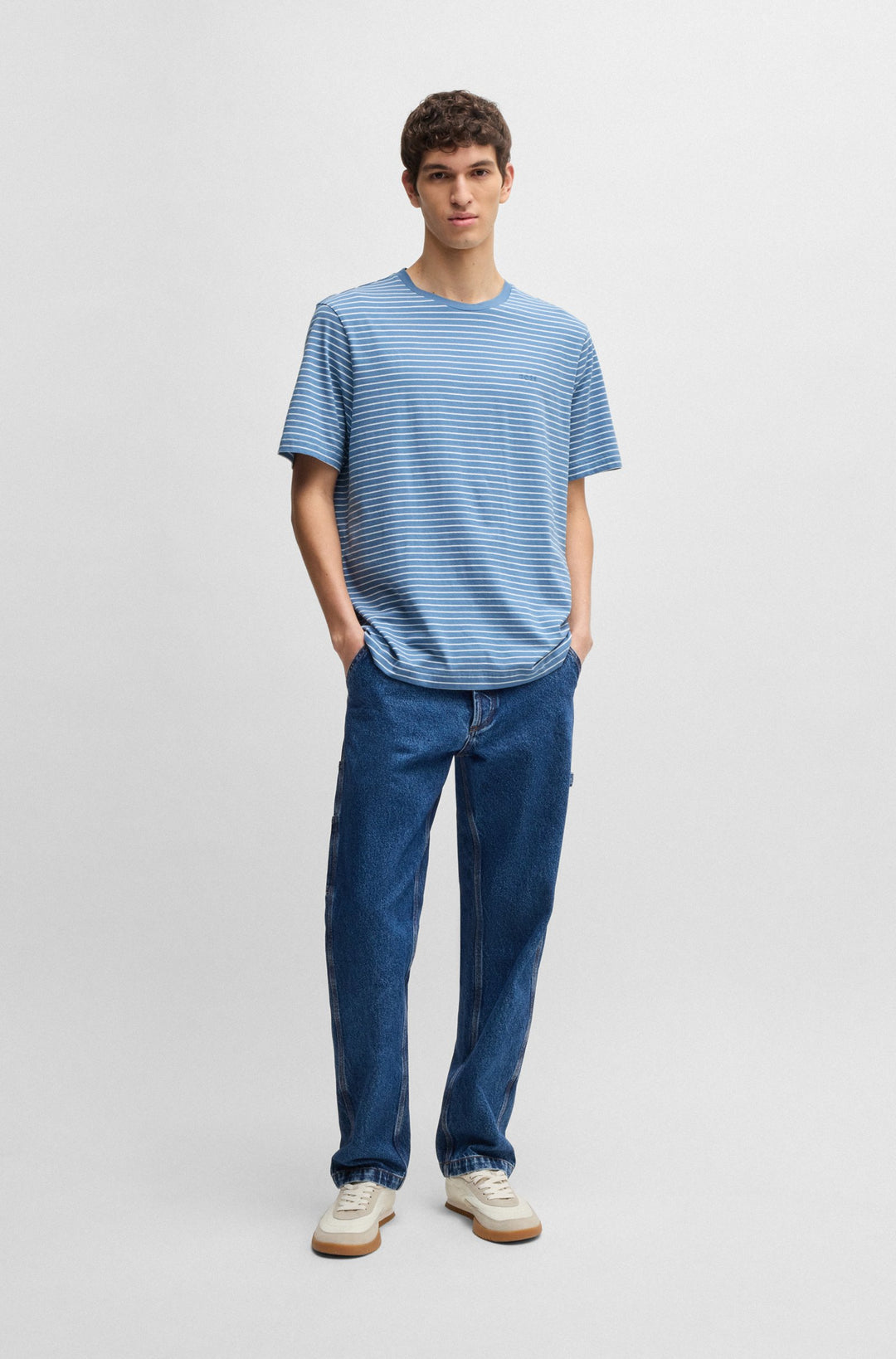 BOSS T-Shirts Relaxed Fit in Cotton - TALESSTRIPE 10252438 01-50499334- Concorde Fashion#color_blue-462