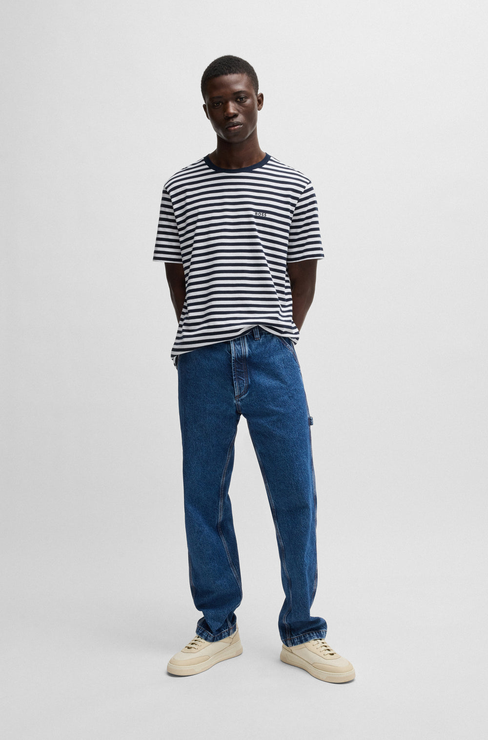 BOSS T-Shirts Relaxed Fit in Cotton - TALESSTRIPE 10252438 01-50499334- Concorde Fashion#color_white-100