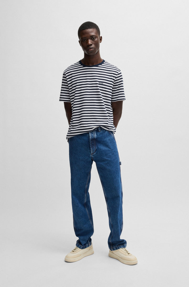 BOSS T-Shirts Relaxed Fit in Cotton - TALESSTRIPE 10252438 01-50499334- Concorde Fashion#color_white-100